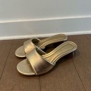 Gold Open-Toe Women's Heeled Sandals